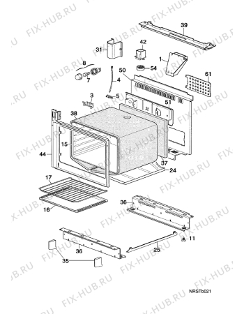 Взрыв-схема плиты (духовки) Faure CZP6986W1 P.STA.4G F - Схема узла Oven